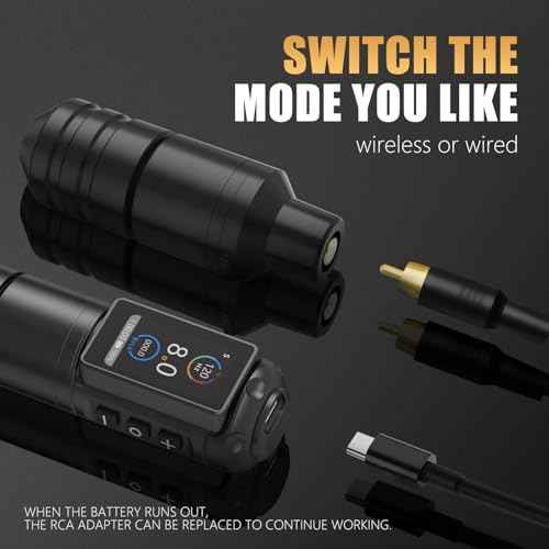 Ambition Ninja Pro Tattoo Machine with Coreless Motor - Rotary Cartridge Tattoo Pen with 2000mAh Power Supply for Professionals and Beginners Tattoo Artists