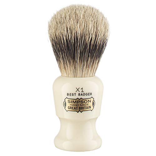 Commodore Best Badger Brush- Simpson Shaving Brushes - Faux Ivory Handle (X1 Best)