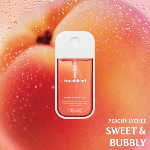 Touchland FRUITY CRUSH Body and Hand Mist Essentials (Peachy Lychee Body & Hair Fragrance Mist, 2 FL. OZ. + Berry Bliss Hydrating Hand Sanitizer Spray 1FL.OZ.), Travel Size Set