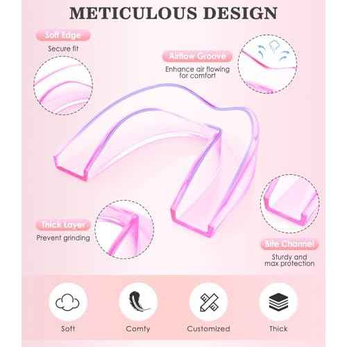 Mouth Guard for Grinding Teeth at Night, Mouth Guard for Sleeping, Mouthguards for Grinding of Teeth, Night Guards for Teeth Grinding, with 2 x 5X Mirror Case (4 Pack/2 Size)