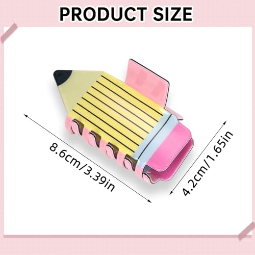 3Pcs Pencil Hair Claw Clips Funny Teacher Hair Clips Cute Back To School Accessories for Teachers Appreaction Present (Yellow)