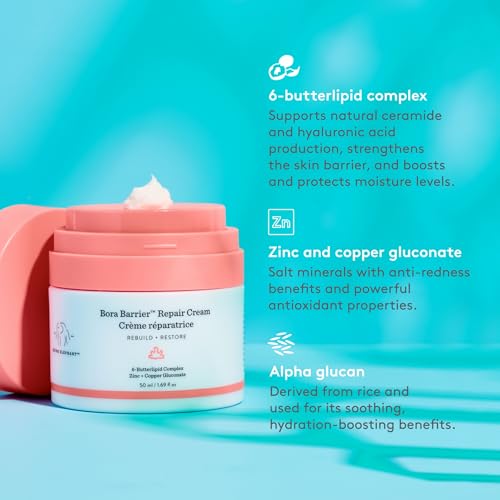 Drunk Elephant Bora Barrier Repair Cream - 50 ml/1.69 fl oz - Ultra-Rich Moisturizer - Clean Clinical Skincare - Cruelty-Free - Dermatologist-Tested - Free of Essential Oils, Silicones, and Fragrance