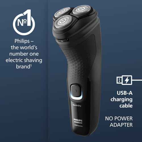Philips Norelco Shaver 2400 Series, Wet and Dry Electric Shaver, Pop-up Trimmer, P-Cap, Deep Black, Model X3001/90
