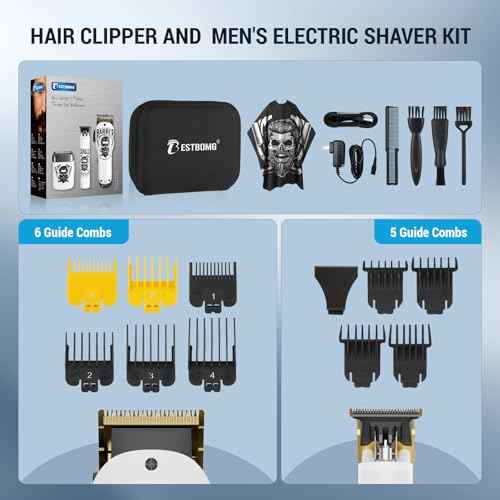 BESTBOMG¢ç Hair Clippers for Men Professional, Beard Trimmer Kits & Sets, Electric Shavers, Hair Clippers & Trimmer Ceramic T-Blade, for Barber, for Gifts