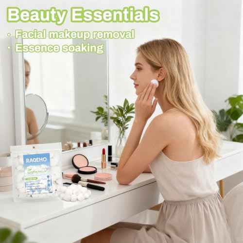 200pcs Natural Cotton Balls - Large Size Organic Cotton Ball for Nail Polish Remover Absorbent Soft Acetone Free Gel Nail Removal Bulk Cotton Rounds Face Cleansing Makeup Remover Nail Supplies