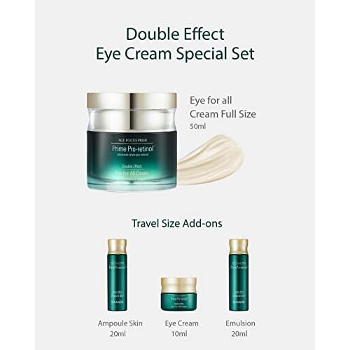 Isa Knox AGE FOCUS Prime Double Effect Eye For All Cream Set (3.4fl oz) - Korean Skincare Set, Lightweight Rich Eye Cream, Toner, Emulsion by LG Beauty. Daytime Retinol.