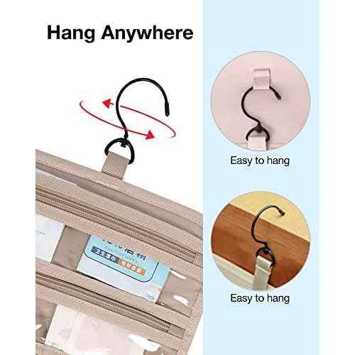BAGSMART Toiletry Bag Hanging Travel Makeup Organizer with TSA Approved Transparent Cosmetic Bag Makeup Bag for Full Sized Toiletries, Medium-Black