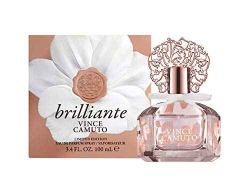 Vince Camuto Brilliante Eau de Parfum Perfume for Women, Sparkling White Floriental Fragrance, Notes of Gardenia Petals, Jasmine Sambac & Cashmere Woods, Long-Lasting Feminine Scent, 3.4 Fl Oz