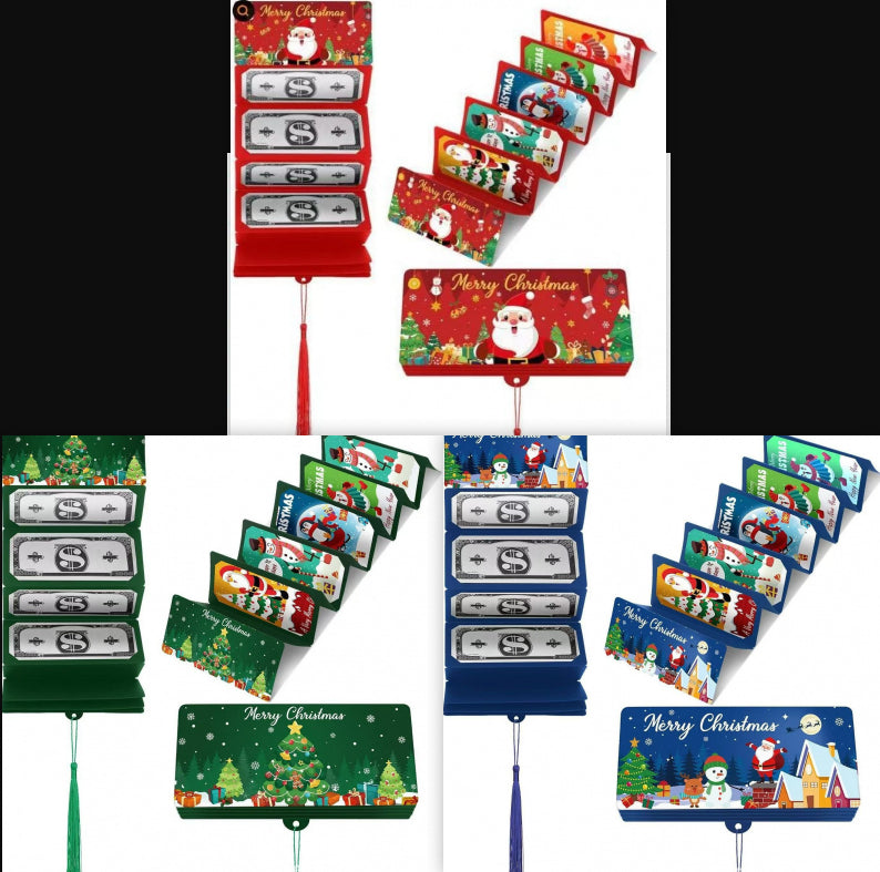 Foldable Dollar Bill Holder with 10 Slots Christmas Party Money Box Red Envelope