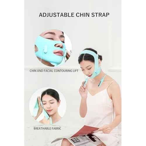 Face Belts with Adjustable Straps,Double Chin Reducer and Face Lift Device with 4 Modes and 5 Gear Adjustable Intensities - Intelligent Double Chin Machine for V-face