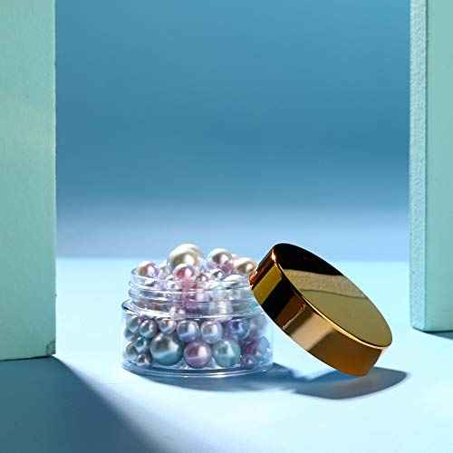 SATINIOR 24 Pieces Empty Clear Plastic Jars with Lids Round Storage Containers Wide-Mouth for Beauty Product Cosmetic Cream Lotion Liquid Butter Craft and Food (Gold Lid, 2 oz)