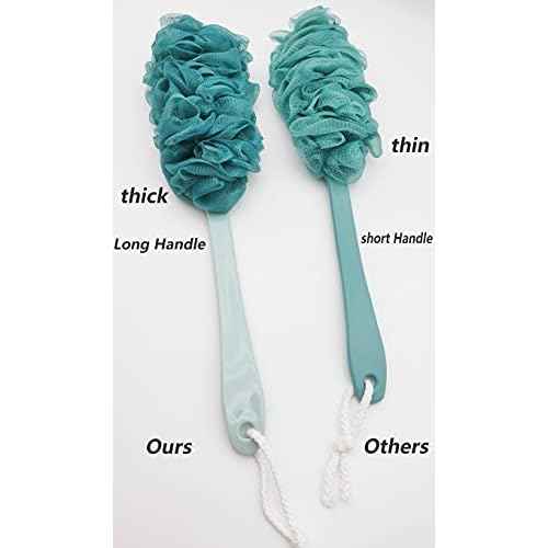 Back Scrubber for Shower, Loofah Long Handle Bath Body Brush, Soft Nylon Mesh Sponge On a Stick for Shower Men Women Kids Elderly, Exfoliating Scrub Cleaning Luffa for All Kinds of Skin(Blue)
