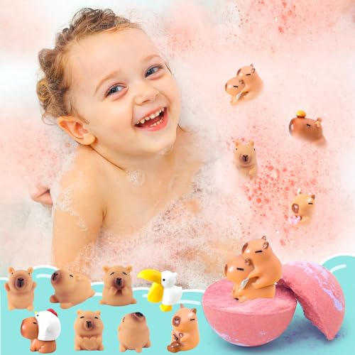 Bath Bombs for Kids with Surprise Inside Organic Bath Bombs Set for Girls Boys with Capybara Toys Inside Ideal Kids Birthday Christmas Easter Gift