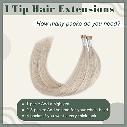 Sixstarhair I Tip Hair Extensions Human Hair Highlight Color Blonde 20/60 Gold Blonde With Ash Blonde I Tip Human Hair Soft Cold Fusion Itip Hair Extensions Remy Human Hair 24 Inch 50g/Pack