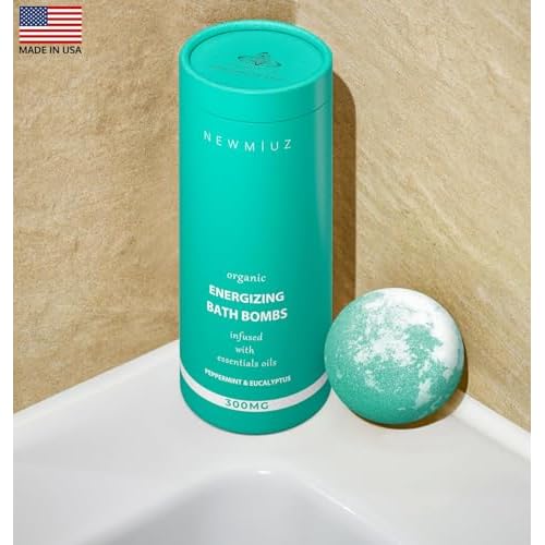 Menthol Fizzing Bath Bomb Eucalyptus Peppermint Epsom Salt Refreshing Bubble Spa with Essential Oil Infused Post Workout Sore Muscles Recovery Gift