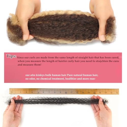 Highlight Ombre Afro Kinkys Bulk Human Hair for Micro Twists 26 Inch Dreadlock Extensions Kinky Curly Bundles Human Braiding Hair for Woman 50g/PCS