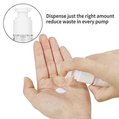 LONGWAY 1 Oz 30ml Clear Airless Cosmetic Cream Pump Bottle Travel Size Dispenser Refillable Containers/Foundation Travel Pump Bottle for Shampoo (Pack of 6)