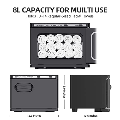 Small Hot Towel Warmer, 8L Hot Towel Cabinet 2-in-1 Personal Towel Warmers Spa for Facials, Bathroom, Barber, Salon, Esthetician, Beauty, Upgrade Fast Heating Aluminum Interior, Black