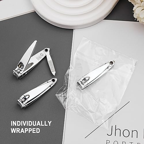 200 Pack Stainless Steel Nail Clippers Bulk, Bulk Nail Clippers with File for Homeless Individually Wrapped, for Homeless,Shelter, Air Bnb, Hotel (200 PCS)