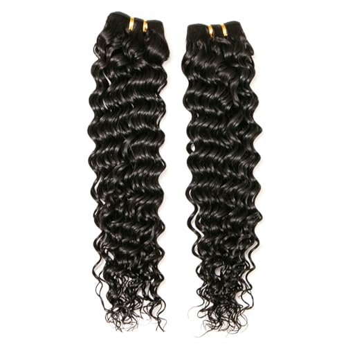 Deep Wave Bundles, Curly Bundles Human Hair, 16 16 16 Inch, Wet and Wavy, Natural Black, Soft, 285g-300g, Brazilian Hair