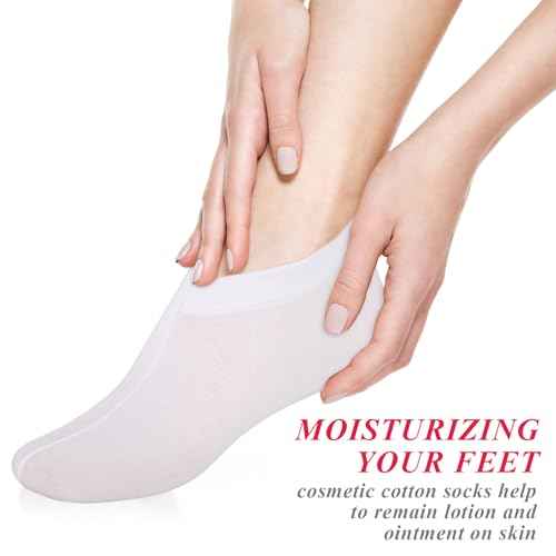 10-Pack White Spa Cotton Socks, Reusable Hydrating Socks, Cotton Blend Breathable Foot Mask Sleeves for Dry, Cracked Feet Relief, Overnight Moisturizing Foot Care, Home SPA Therapy