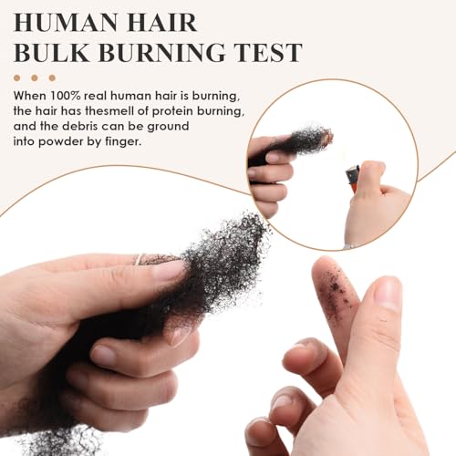 613 Afro Kinkys Bulk Human Hair For Twists, Afro Kinky-Curly Human Hair Bulk For Dreadlocks Extensions,Bulk Human Braiding Hair Afro Kinky Twist Extensions Natural And Soft (22 Inch, 30g/Pack)