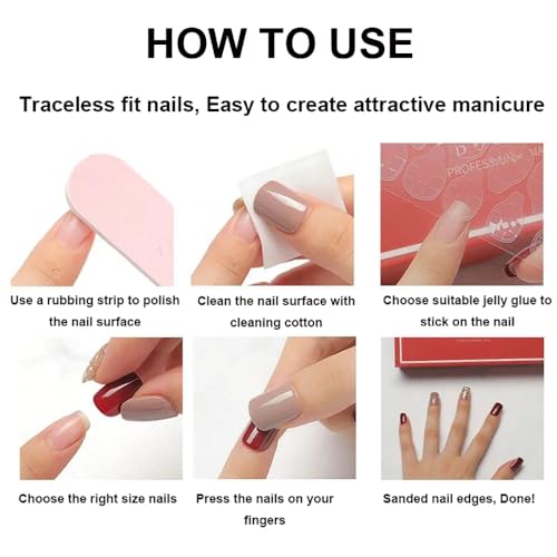 Halloween Square Press on Nails Long Wine Red Fake Nails with 3D Spider Skull Designs Glossy French Tip Glue on Nails Full Cover Halloween Stick on Nails Medium Artificial Nails for Women, 24Pcs