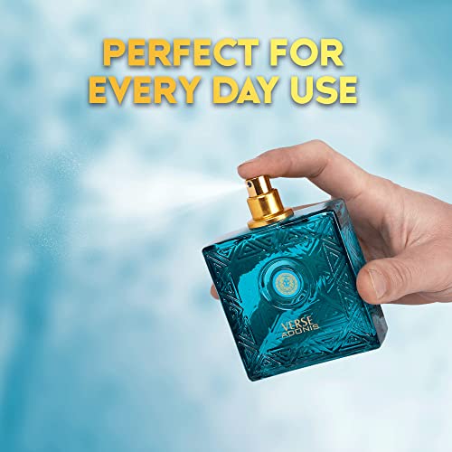 NovoGlow Verse Adonis Eau De Parfum for Men 3.4 Fl. Oz. 100ml Men's Perfume Refreshing Combination of Woody Floral & Fruity Scents - Masculine Scent Lasts All Day A Gift for Any Occasion