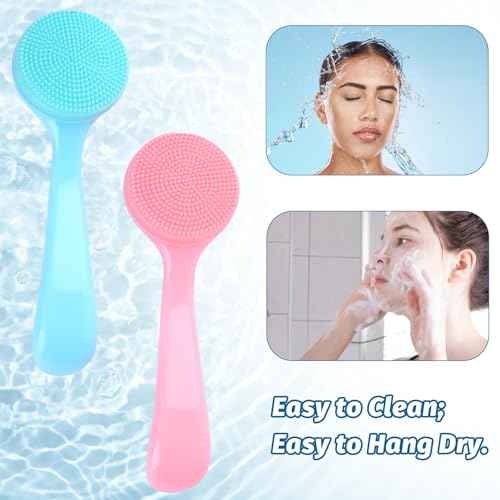 2Pack Silicone Face Brush Manual Face Scrub Brush Soft Facial Brushes Waterproof Exfoliating Face Brush Skin Friendly Face Cleaner Brush for Women and Men Blackheads Makeup Residues Removal