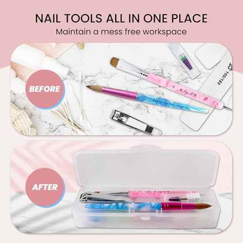 Beauticom Double-Layer Personal Storage Storage Case for Professional Nail Art Pens, Nail Brush, Tools (Frosted White)