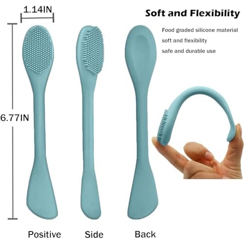 Facial Cleansing Brush, 2 in 1 Silicone Face Mask Brush & Face Scrubber, For Exfoliating, Massaging, Remove Blackheads, Makeup Skincare Removal, Applicator for Mud, Clay, Body Lotion, DIY Mask
