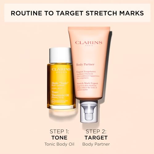 Clarins Body Partner Stretch Mark Expert | Award-Winning | Stretch Mark Cream For Pregnancy and Weight Fluctuations | Tested and Recommended By Pregnant Women | Fragrance Free | Minimal Ingredients