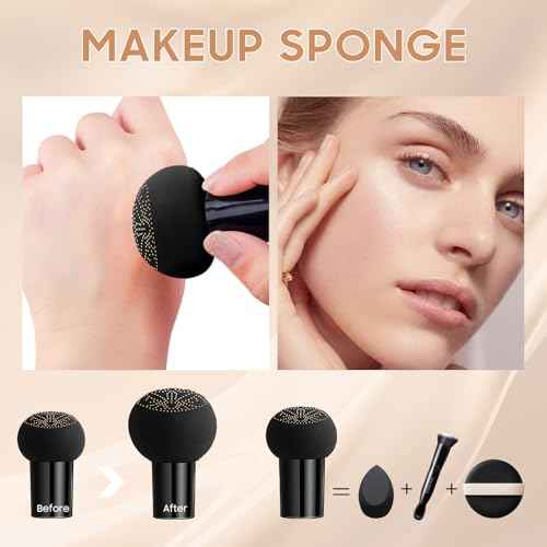 Air Cushion CC Cream Foundation - Mushroom Head BB Cream Face Makeup Moisturizing Concealer Brighten Long-Lasting, Even Skin Tone for All Skin Types (Medium Deep, 1 PCS)