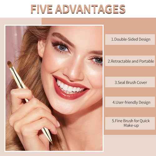 3 Pack Retractable Lip Brush for Lipstick,Yoizyfree Retractable Lip Brushes Double-Ended Travel Lip Makeup Brush Set for Lipstick Lip Gloss Include Lid