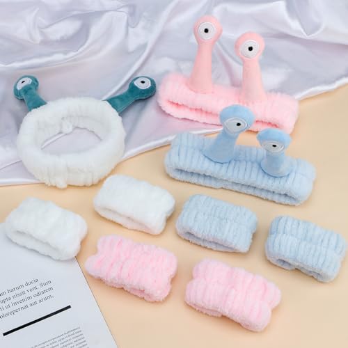 Canitor Snail Spa Headband Wrist Bands - Cute Animal Hair Accessories for Face Wash, Makeup Removal, and Skincare - Fun Gifts for Women and Girls