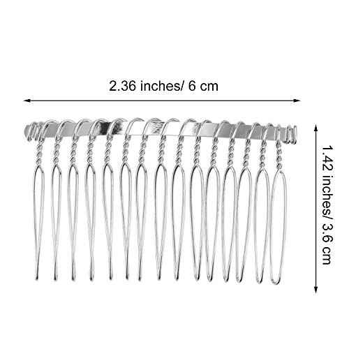10 Pieces Metal Hair Comb Clip Wire Wedding Bridal Veil Combs for Women (15 Teeth, Silver)
