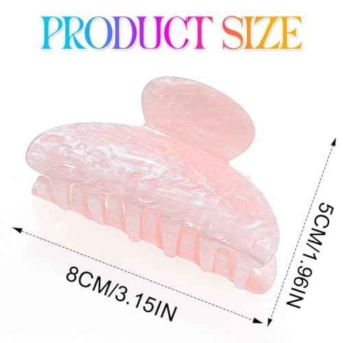 BARTOSI Acrylic Claw Clips Pink Cute Hair Clips Medium Nonslip Hair Claw Barrette Hair Accessories for Women and Girls (Pack of 2)