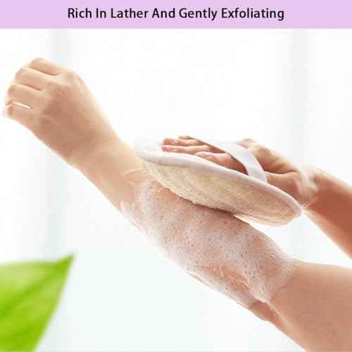 Natural Loofah Exfoliating Body Scrubber,Bath Shower Loofah Sponge for Women and Men,Made with Biodegradable Shower luffa Sponge,for Face and Body That Gets You Clean(3 PC)