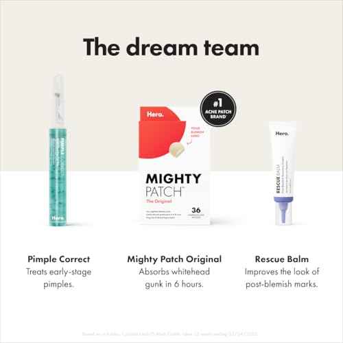 Mighty Patch¢â Original patch from Hero Cosmetics ? The #1 Hydrocolloid Acne Pimple Patch for Shrinking Zits and Whiteheads in 1 use; Nighttime Spot Stickers for Face and Skin (36 Count)