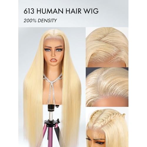 30 Inch 613 Lace Front Wig Human Hair 200% Density Blonde Wig Human Hair 613 Straight 13x4 HD Transparent Lace Front Wigs Human Hair Pre Plucked Glueless human hair wig for Women