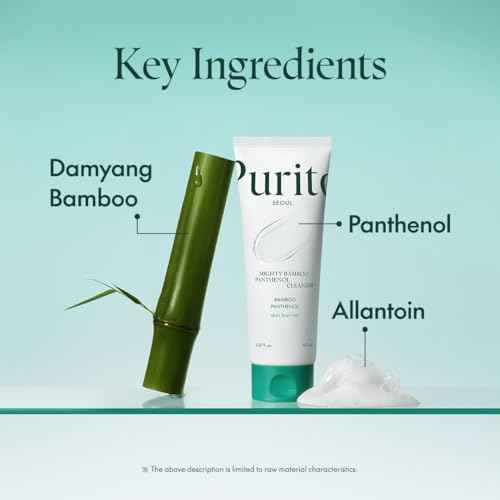 PURITO Mighty Bamboo Panthenol Cleanser, Gentle Face Wash for Moisturizing, Makeup Remover, for Sensitive Skin, Vegan & Cruelty-Free Face Cleanser150ml / 5.07 fl. Oz.