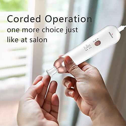 Professional Manicure Pedicure Kit, Electric Nail File Set, Cordless Electric Nail Drill Machine, 5 Speeds Hand Foot Care Tool for Nail Grind Trim Polish(White)