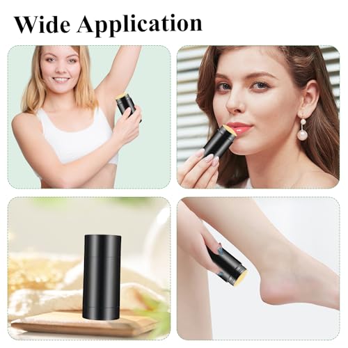 12 Pcs 30g/1oz Black Deodorant Containers Refillable Bottom Refilling Round Stick Plastic Twist Up Deodorant Bottles for DIY Chapstick Lip Balm Crayon