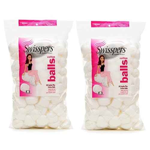 Swisspers Super Jumbo Large Cotton Balls, 140 Count, 2 Pack (Includes 280 Jumbo Plus Size Hypoallergenic Cotton Balls Total)