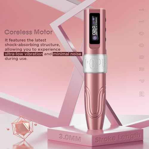 Professional Microblading Kit 3.0mm Stroke 2V Start-up Wireless Tattoo Machine for Eyebrows Lips Hair Scalp Eyeliner Tattoo Gun Kit with Assorted 18Pcs Cartridge Needles for Artists (Pink)