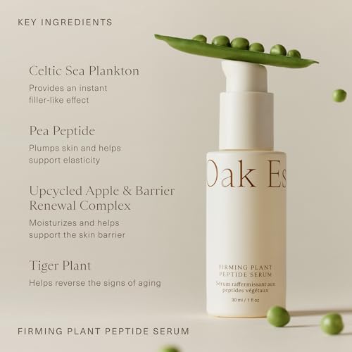 Oak Essentials Firming Plant Peptide Serum | Exosome Encapsulated Botanical Peptide Complex for Visibly Firmer, Plumper, Radiant Skin, 1 Fl Oz