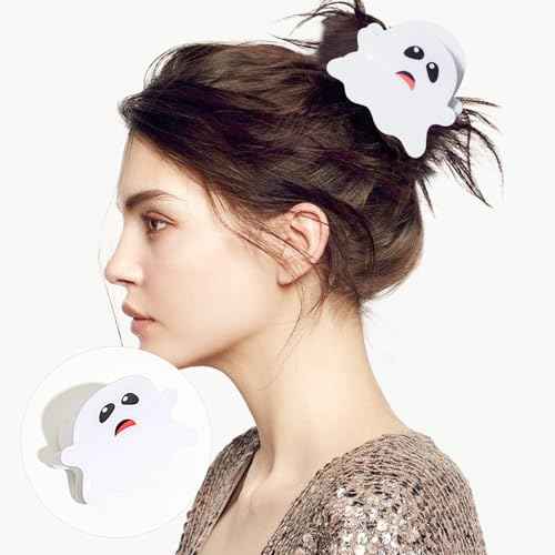 4 Pack Halloween Hair Claw Clips for Women Girls, Pumpkin Ghost Spider Web Bat Gothic Horror Hair Clips Halloween Hair Accessories