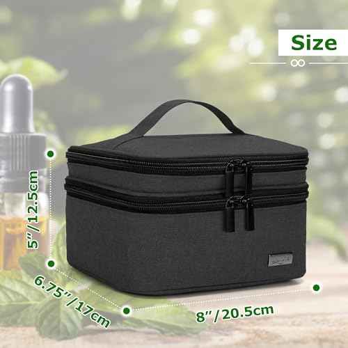 LUXJA Essential Oil Carrying Case - Holds 30 Bottles (5ml-30ml, Also Fits for Roller Bottles), Double-Layer Organizer for Essential Oil and Accessories, Black (Bag Only)