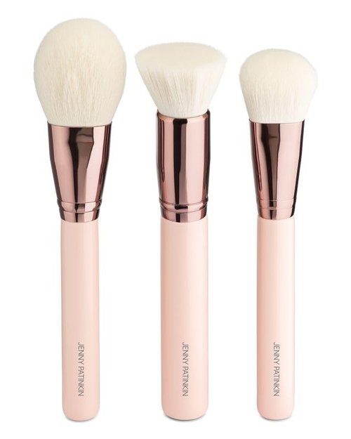 Jenny Patinkin Sustainable Luxury Complexion Brush Set – 3-Piece Vegan Makeup Brushes for Powder, Bronzer/buff & Foundation – Eco-Friendly – 2.5x More Bristles for Flawless Application