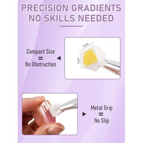 Nail Art Design Tools Supplies, Nail Art Palette with 200 Pcs Nail Sponges for Ombre and Gradient Painting Gel Nail Polish, Must Haves Nail Stuff for Ombre Aura Nail with Grabbing Pen & Spatula